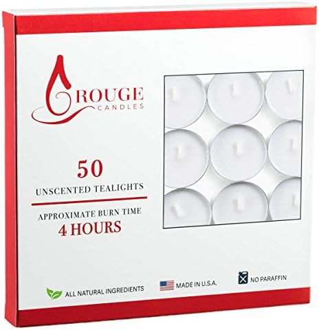 Rouge Candles White Unscented Tea Lights Candles (Set of 50)