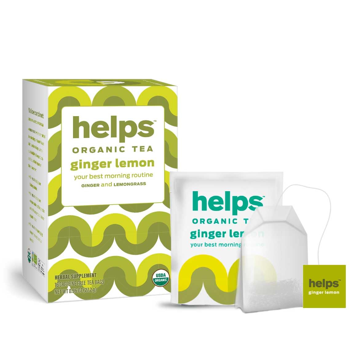 HELPS TEAS | Helps Ginger Lemon Tea | Organic herbal blend of Ginger and Lemongrass that promote a healthy digestion Naturally Caffeine-free| 16 Tea Bags |