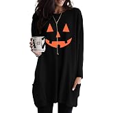 Poetsky Long Sleeve Womens Tops Dressy Casual Tunics to Wear with Leggings | Fall Womens Tunic or Tops to Wear with Leggings Long Sleeve Casual Long Shirts Blouses with Pockets S-3XL