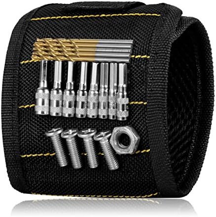 Magnetic Wristband with Strong Magnets, Holding Tools Screws Nails Drill Bits Gadgets, Sibaok Best Unique Tool Gift Holder Belts for DIY Handyman Men Women Husband Boyfriend, Black