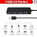Lenovo 4-Port USB 3.0 Hub, Portable Data Hub Compatible for USB Type A Devices(Black-25)