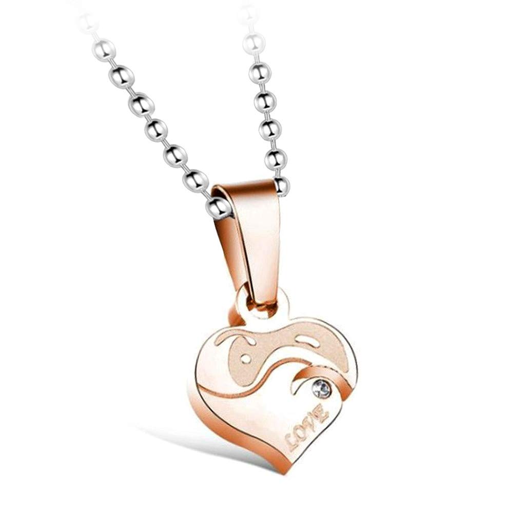 Uloveido Women's Charm Titanium I Love You Necklace Love Heart Puzzle Matching Necklace Birthday Gifts Ideas for her SN922-WOMEN