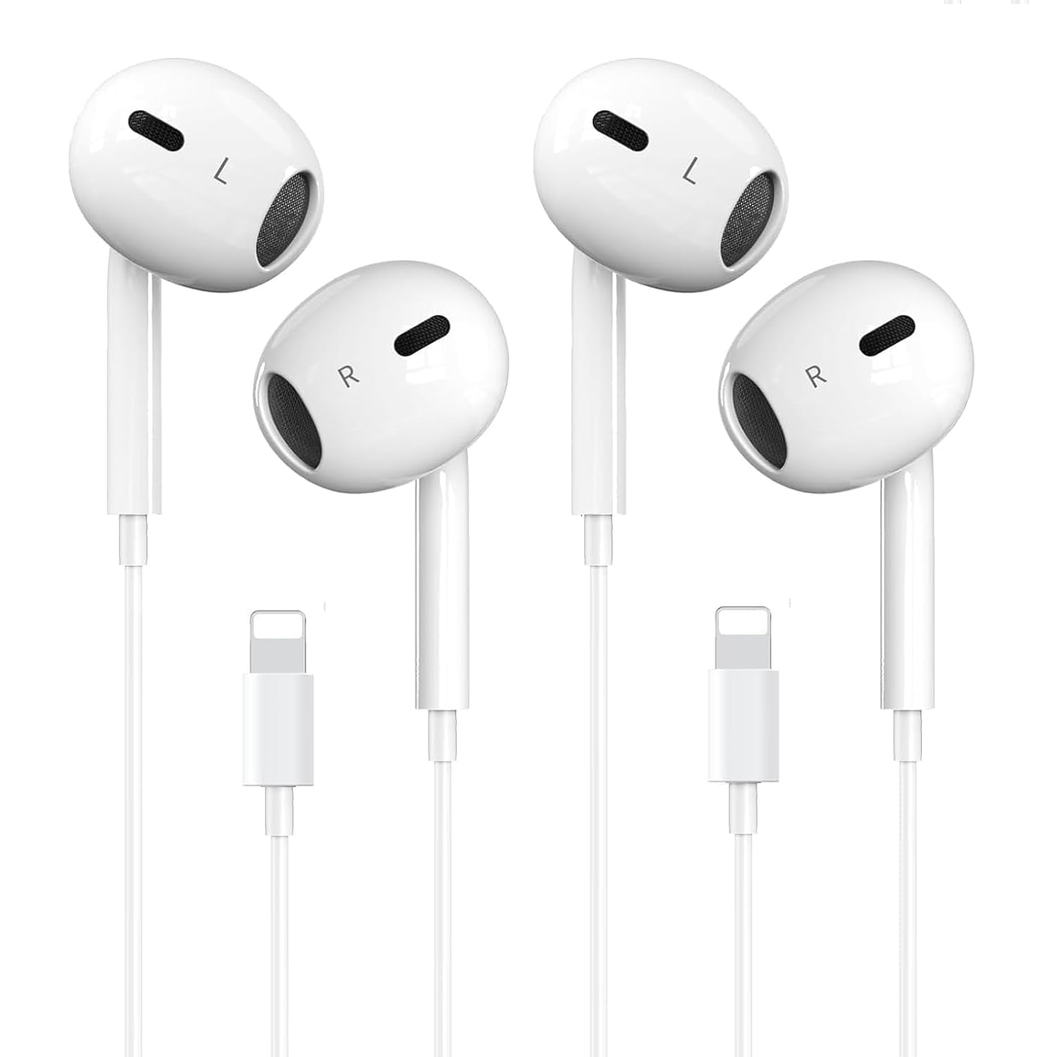 Photo 1 of 2 Pack Headphones for iPhone with Microphone and Volume Control - Earbuds for Music and Phone Calls, Compatible with iPhone 7/8/X/Xs/XR/se/11/12/13/14/Pro/Pro Max, Support All iOS System