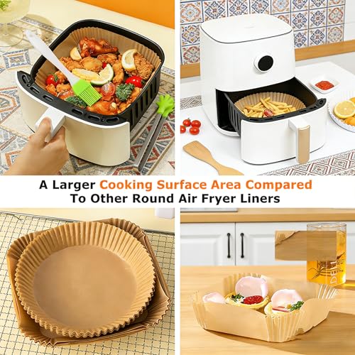 100 Pcs Air Fryer Papers Disposable, Unbleached Parchment Paper for Air Fryer, Non-Stick and Oil Proof for Easy Cleanup, 6.3inch/16cm, Square