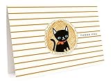 Black Cat Thank You Cards, 6-Pack by Night Owl Paper Goods