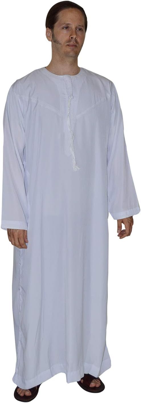Men's Saudi Style Dishdasha Thobe Daffah Arabian Caftan Easter Wear White