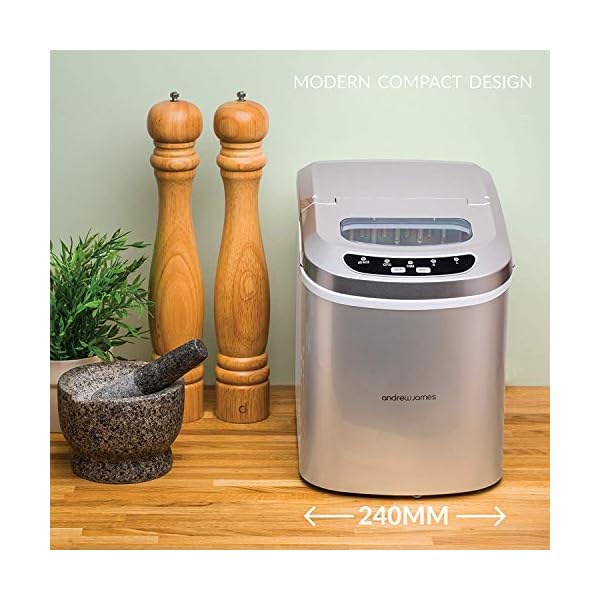 Andrew James Ice Maker Machine | Compact Portable Countertop Ice Cube Maker with 2.2L Tank | Ice Cubes in Under 10 Mins…