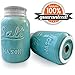 Vintage Style, Ceramic Salt and Pepper Shakers (Large 8 oz), Mason Jar Inspired - Set of 2 | Modern Farmhouse | Retro, Decorative, Durable and Functional by My Fancy Farmhouse (4 3/4 Inch Blue)
