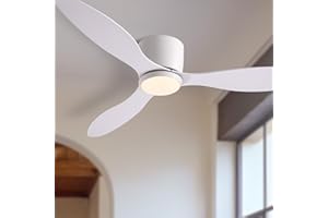 LUDOMIDE Ceiling Fans with Lights, 42 Inch Low Noise Reversible Airflow DC Motor Ceiling Fan with Remote Control, 2000LM Flush Mount Ceiling Fan for for Bedroom, Living Room