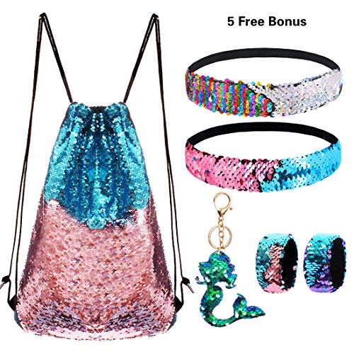 1 Mermaid+Reversible+Sequin+Drawstring+Backpack