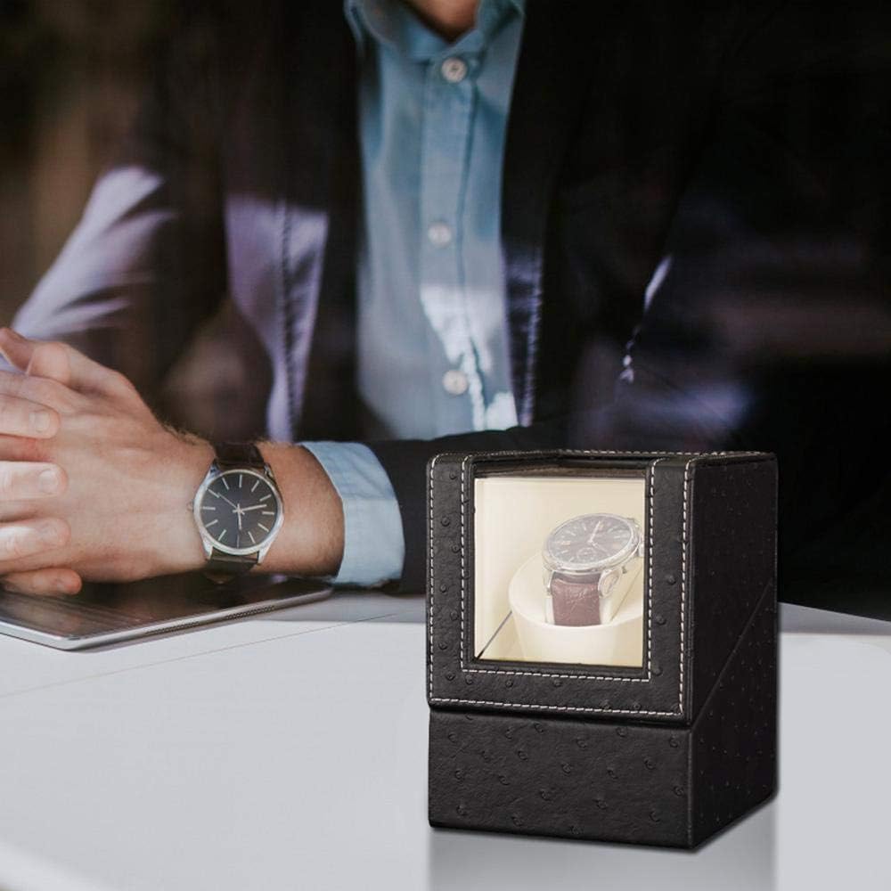 Roebii Single Automatic Watch Winder Box Pu Leather Luxury Electric Watch Holder Storage Case Ultra Quiet Rotation Flexible Plush Pillow For Men And