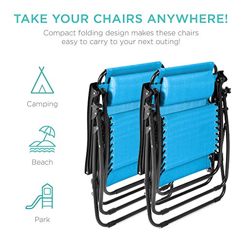 Best Choice Products Set of 2 Adjustable Steel Mesh Zero Gravity Lounge Chair Recliners w