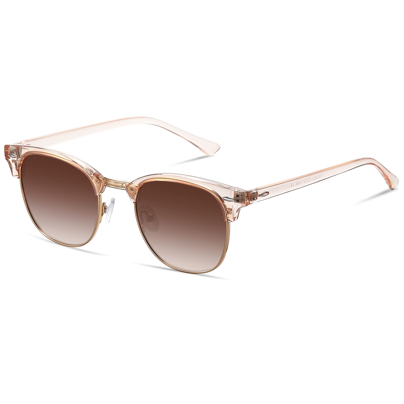 MEETSUN Retro Semi Rimless Polarized Sunglasses for Men Women Classic Trendy Driving Sun Glasses UV Protection