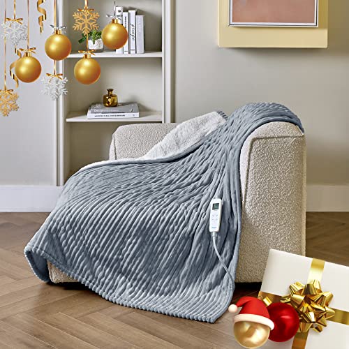 Bedsure Heated Blanket Electric Throw Soft Ribbed Fleece Fast Heating
