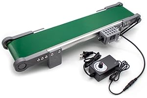 Aitoserlea DC 12V Electric Desktop Conveyor Belt Technology Production Elevator Model Friction Experiment Device Speed Adjustable 0-116RPM