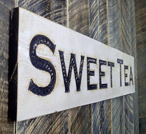 Sweet Tea Sign Horizontal - Carved in a Wood Board Rustic Arts Crafts Distressed Kitchen Farmhouse Style Restaurant Cafe Wooden Wall Art Shabby Decoration