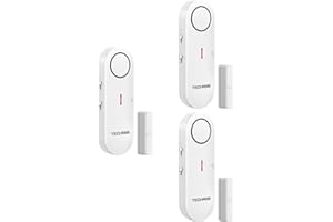 TECHRISE Door Alarms for Kids Safety, Window Sensor with 3-Level Volume Selection, Alarm & Chime Door Alarms When Opened, Per