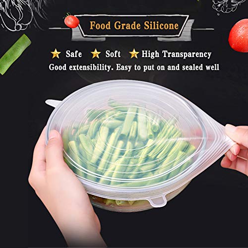 Cosyzone Silicone Stretch Lids 12 Pack Reusable Durable Food Bowl Covers Fits Various Shapes Sizes Container As Seen On TV- Safe in Dishwasher, Microwave and Freezer