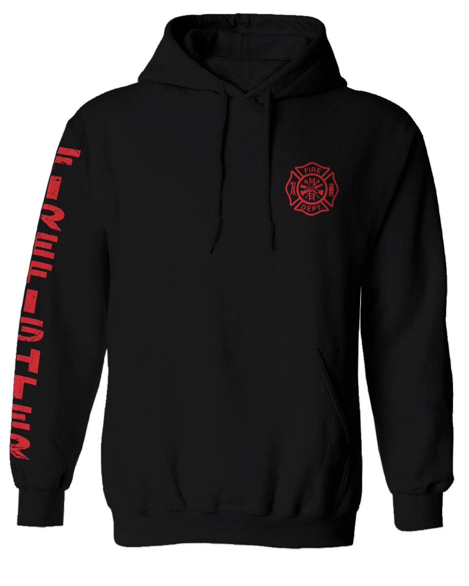 America Support Thin Red Line Fonts Firefighter Seal Hoodie