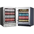 Kalamera 24" Beverage Mini Fridge Cooler - 154 Cans or 120 Cans + 16 Bottles For Kitchen or Bar with Blue or White Light