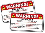 (2 Pack) Jeep Rules Gag Sticker Funny Prank Warning Decal