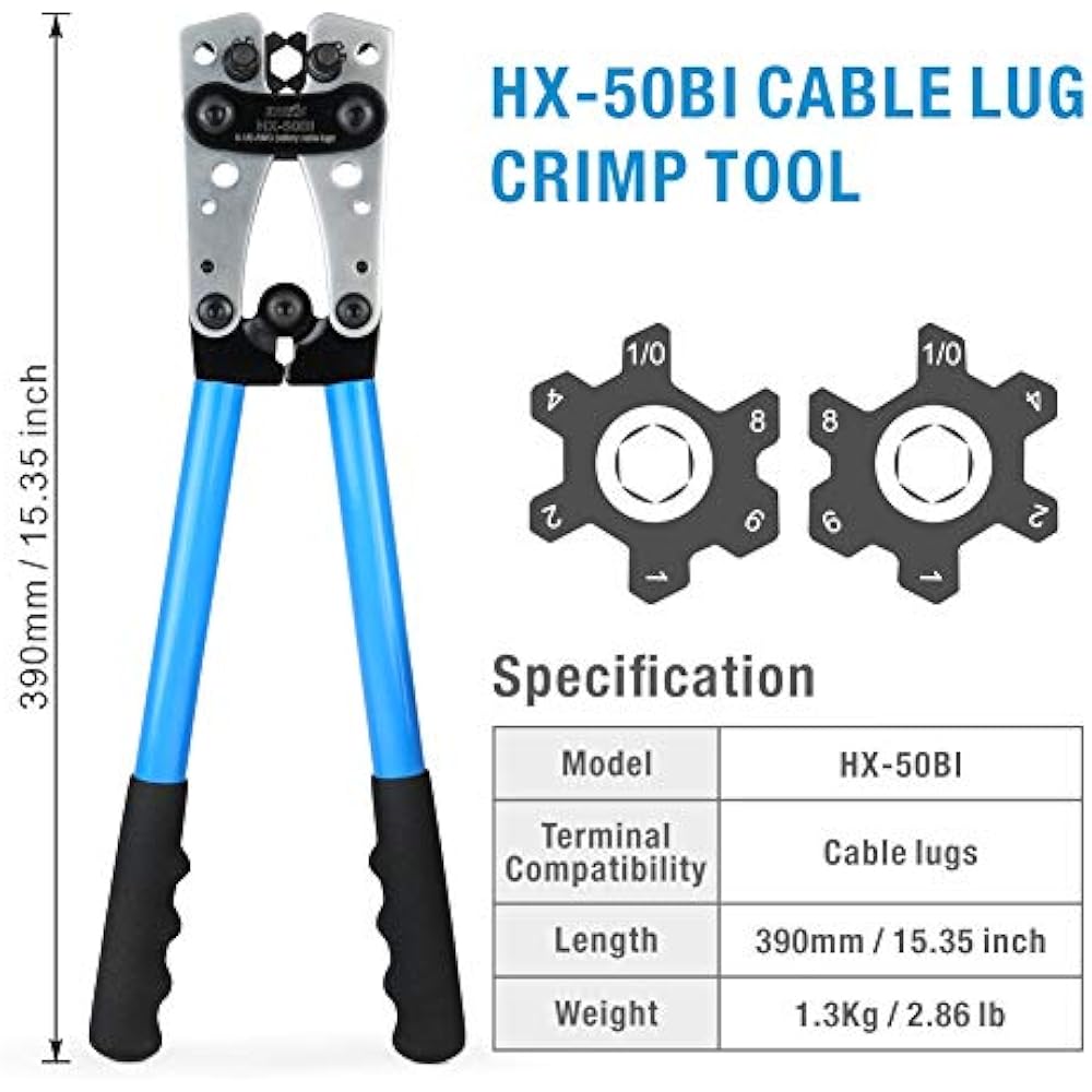 IWISS Battery Cable Lug Crimping Tool From AWG 81/0 With Cutter Toys