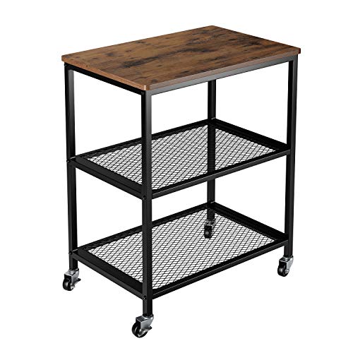Homfa Industrial Serving Cart, 3Tier Rolling Cart, Microwave Cart for