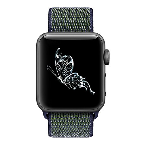 QIENGO For Apple Watch Band 38MM, Nylon iwatch strap, with Hook and Loop, Fastener Adjustable Closure, Replacement Band for iwatch Series 1/2/3, Nike+, Edition, Hermes, (38MM, Midnight Fog)