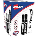 Avery Marks-A-Lot Permanent Markers, Large Desk-Style Size, Chisel Tip, Water and Wear Resistant, Value Pack of 36 Black Markers (98026)