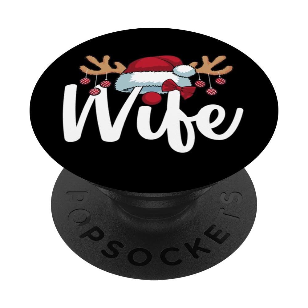Wife Claus Christmas Couples Matching Her & His Pajama Funny PopSockets Swappable PopGrip