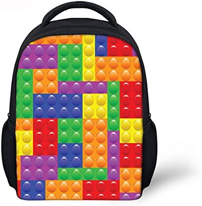 Yzan Funny Colorful Lego Preschool Kids Girls Boys Small Backpack Mini Bag With Side Pockets Back To School
