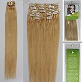 Long Straight 100% Real Human Hair Clip In/on Hairpieces Extensions and Blonde Natural (22")