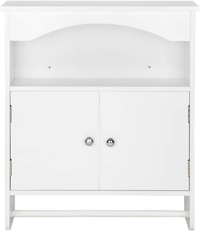 Amazon Com Bonnlo Wall Mounted Bathroom Wall Cabinet Wooden Medicine Hanging Storage Organizer With 2 Doors And 2 Shelf 21 Inches Wide By 24 2 5 Inches Tall By 6 Inches Deep White Kitchen Dining