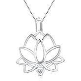 LGSY Lotus Big Edison Cage Pendants for Pearl Jewelry Making Sterling Silver, Design Cage Pendants for Women