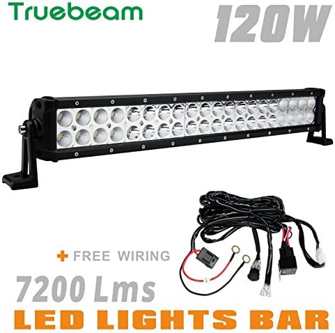 Truebeam 120W Cree Led Light Bar 22Inch Led Spot Flood Combo Fog Lamp for Trucks Pickup Off Road Jeep 4WD SUV ATV 12/24V Waterproof IP68 Wiring Kit