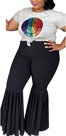 plus size ruffle bottom pants