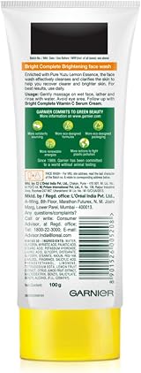Garnier Skin Naturals Light Fairness Face Wash 100g Brightening Vitamin C Yuzu view 8