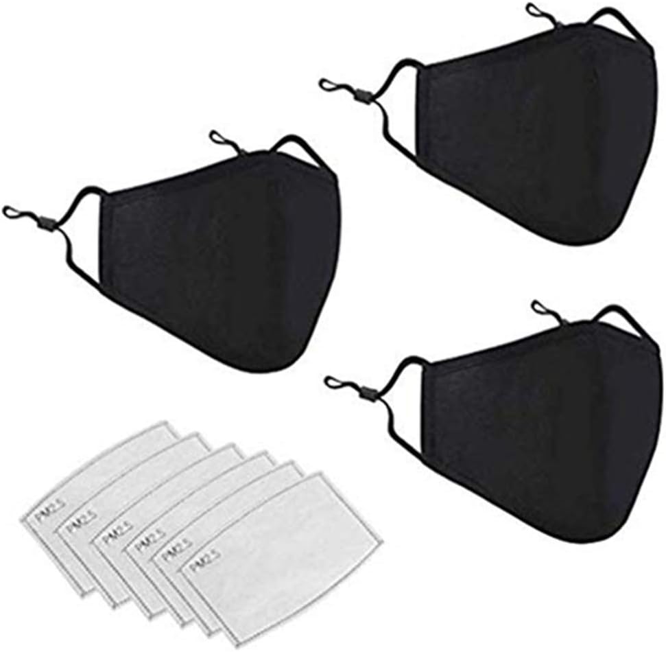 Miracle Girl Adjustable face Cover Anti-dust Anti-PM2.5 Cover Breathability Cotton Mouth Cover (3Set+6pcs) Black