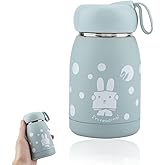 Light Blue Water Bottle 320ml Insulated Vacuum Bottle Mini Stainless Steel Mug Magic Rabbit Tea Cup, for Kids Adult, Office Car Outdoor