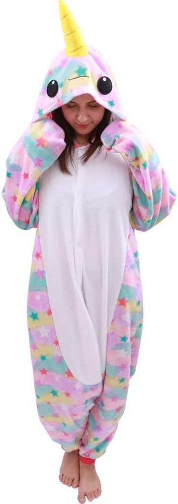 Adult Narwhal Onesie Animal Pajamas-Plush One Piece Halloween Cosplay Costume