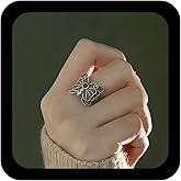 Jugielu Punk Spider Ring Adjustable Open Spider Wrap Ring Gothic Halloween Animal Knuckle Finger Rings Chunky Statement Jewelry for Women