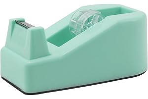 ROSEUP Desktop Tape Dispenser Heavy Duty Desk Accessories Floral Office Tape Dispensers, Weighted Non-Skid Base, Macaron Green