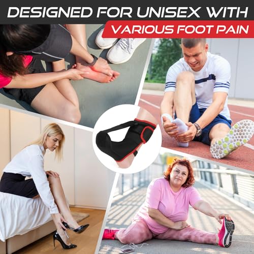 Moohome Plantar Fasciitis Night Splint Sock Soft Plantar Fasciitis Brace for Sleeping Achilles Tendonitis Foot Drop Heel Pain - Plantar Fasciitis Relief Night Splint for Women Men Black-Red Medium