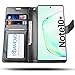 AMOVO Galaxy Note 10+ Wallet Case [2 in 1 Detachable] Vegan Leather Case for Samsung Galaxy Note 10 Plus (6.8’’) [Wrist Strap] Note 10 Pro Flip Case with Box Package (Note10+ (6.8'') Black)