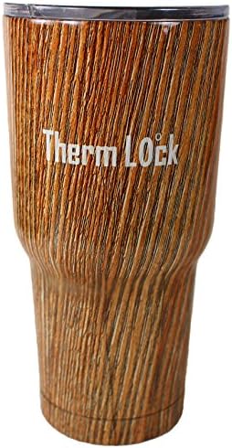 30 oz Tumbler by Therm Lock Stainless Steel Tumbler with Lid that closes and Double Wall Vacuum Insulation a Great Travel Mug and Coffee Cup in Wood Grain Best