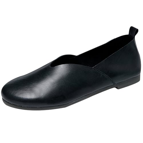 Vogstyle Damen Neuen Leder Flache Schuhe Plain Farbe