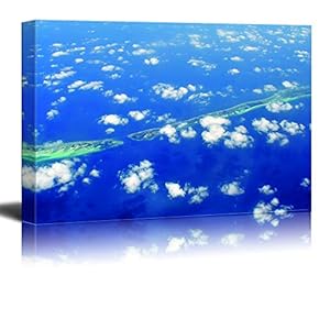 Canvas Wall Art - Islands in Line in The Ocean with Sky View - Giclee Print Gallery Wrap Modern Home Art Ready to Hang - 12x18 inches