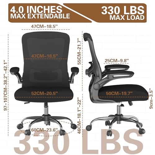 Zeonsit Ergonomic Office Chair - High Back Desk Chair with Adjustable Lumbar Support, Breathable Mesh Back, 330LBS Capacity, Easy Assembly, for Home Office Executive Computer Task (Solid-Black)