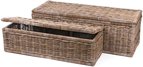 Skalny 81547.1.2 Kooboo Grey Rectangle Rattan Chests 2Pc Set