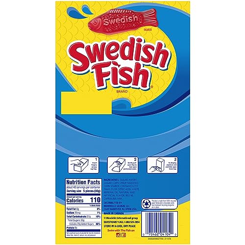 SWEDISH FISH INDIVIDUALLY WRAPPED SOFT & CHEWY CANDY, BULK CANDY, 240 COUNT BOX